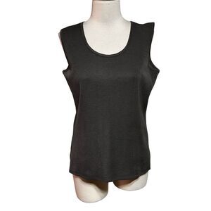 Ming Wang Leather Trimmed Sleeveless Sweater Tank Top Size Small